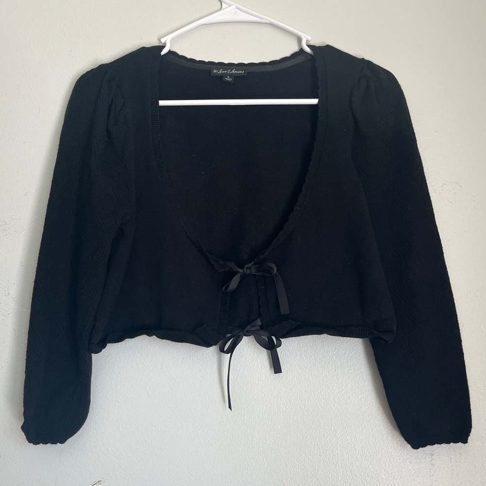 For Love and Lemons Black tie front cardigan size small